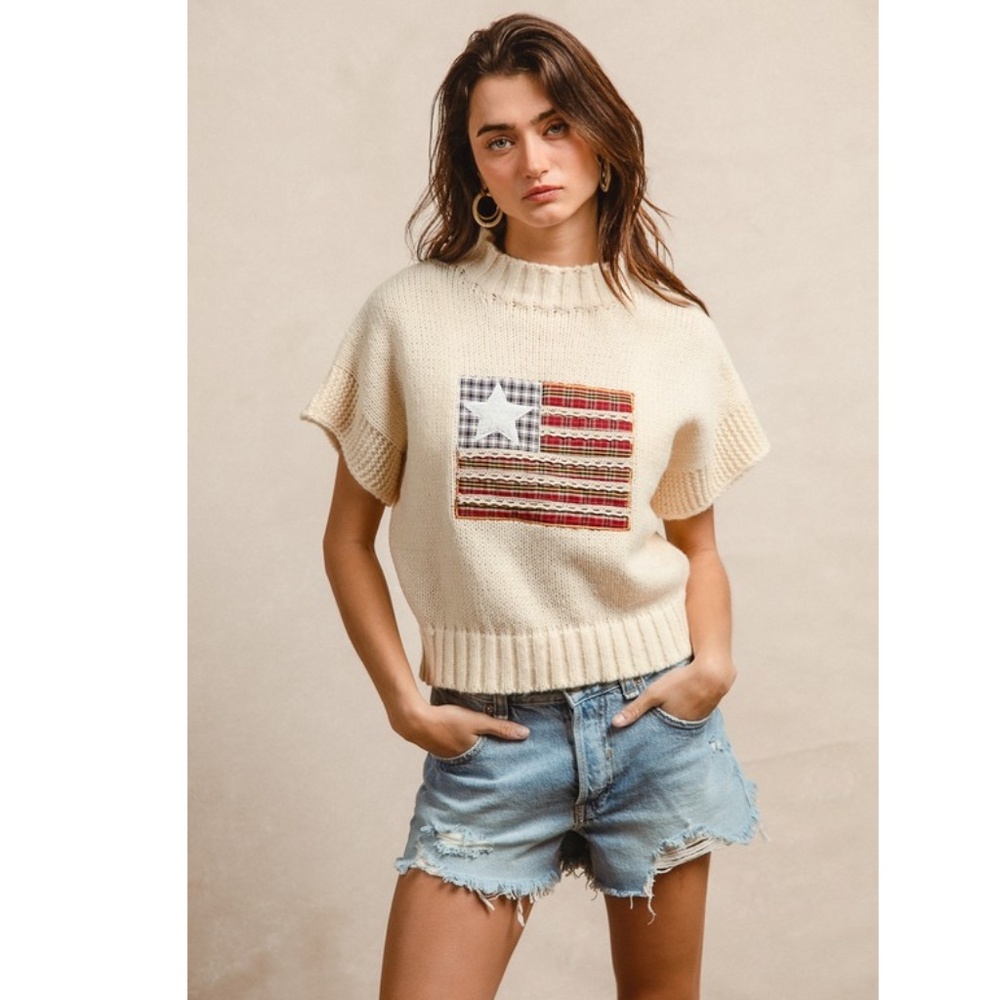 "The Veronica" American Flag Patchwork Drop Shoul… - image 2
